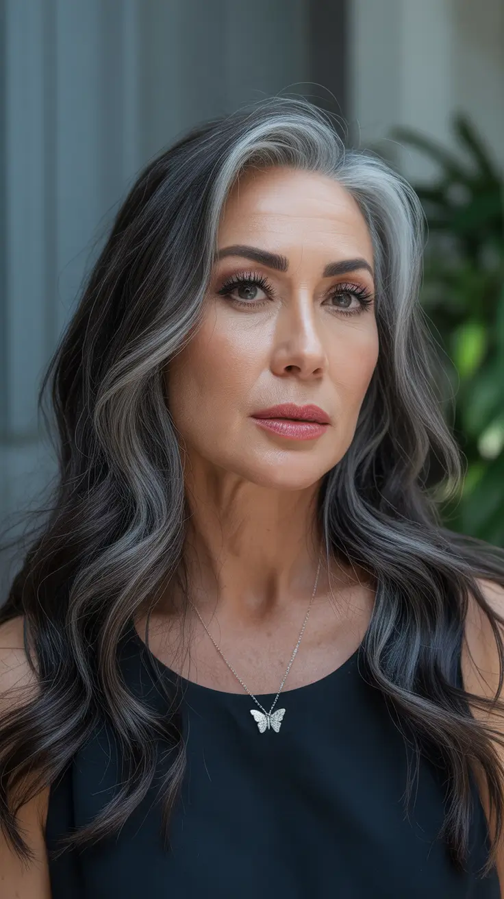 haircuts women over 40 new looks Silver Elegance with Long Waves