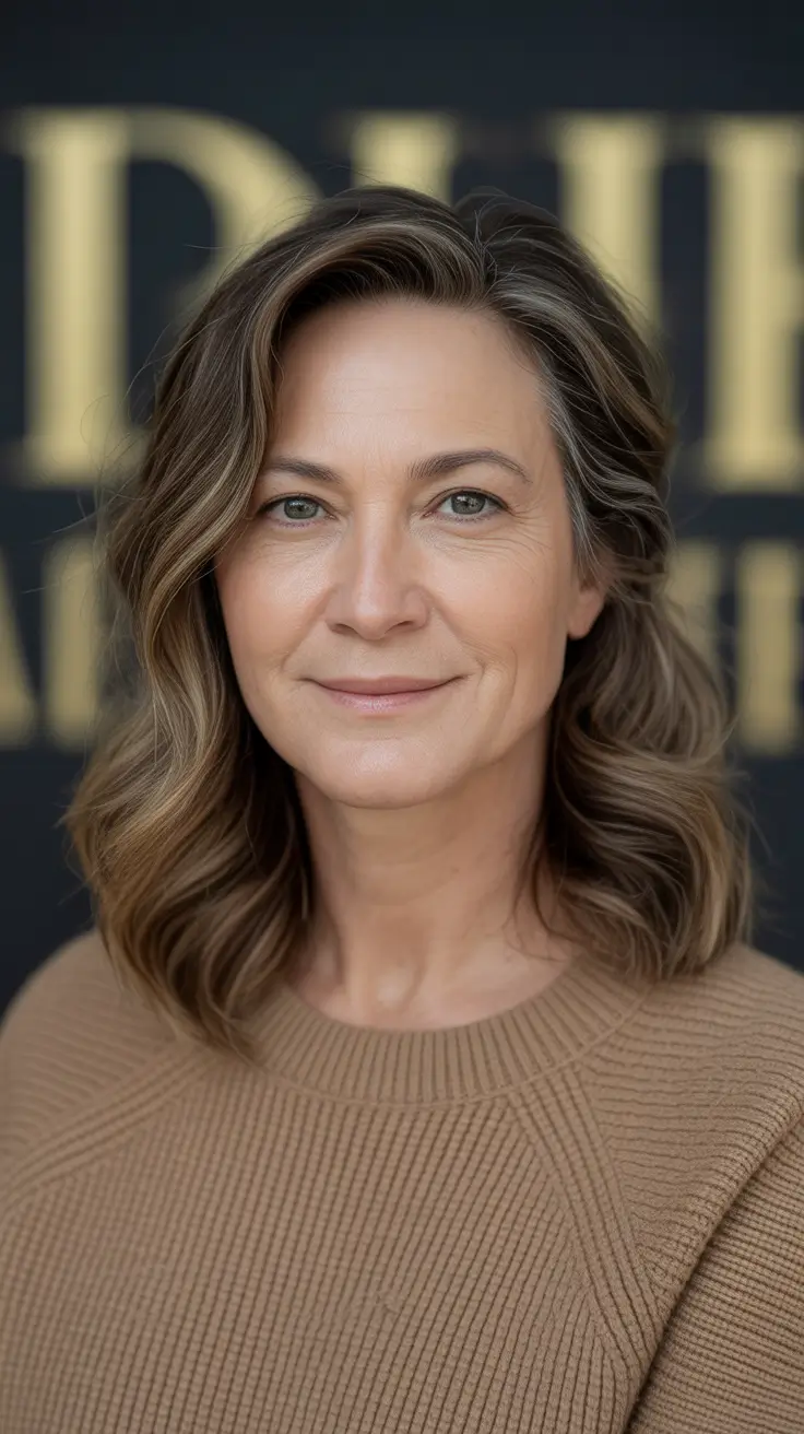 trendy haircuts for women over 40 Soft Chestnut Waves