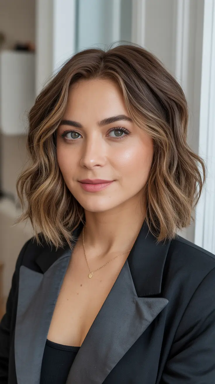 cute haircuts for women over 40 layered bobs Textured Short Lob with Natural Waves