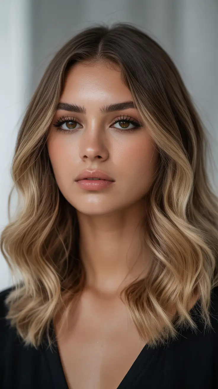 winter medium haircuts 2026 - 2025 Warm Honey Waves with Lived-In Shine