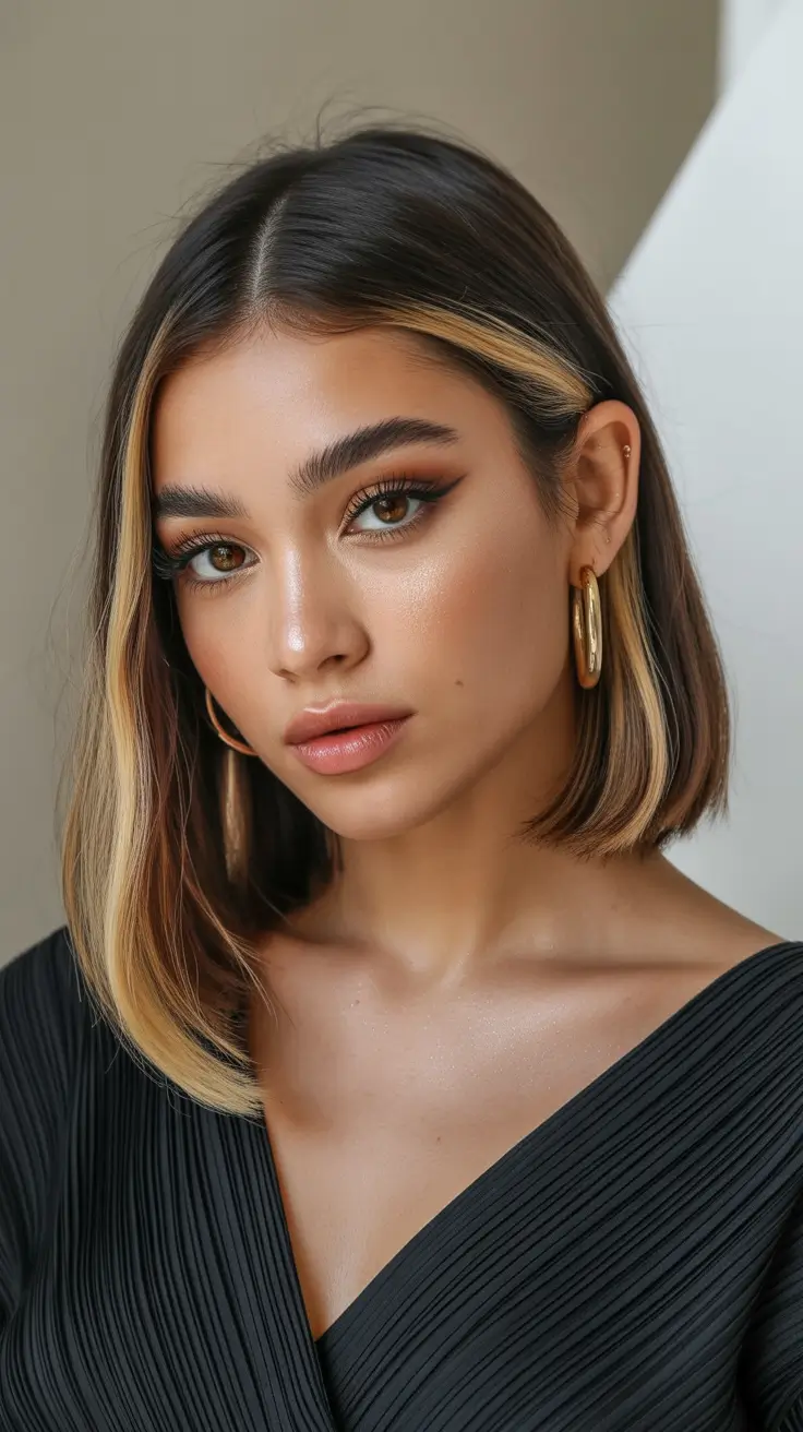 medium length haircut winter color Face-Framing Blonde Touch