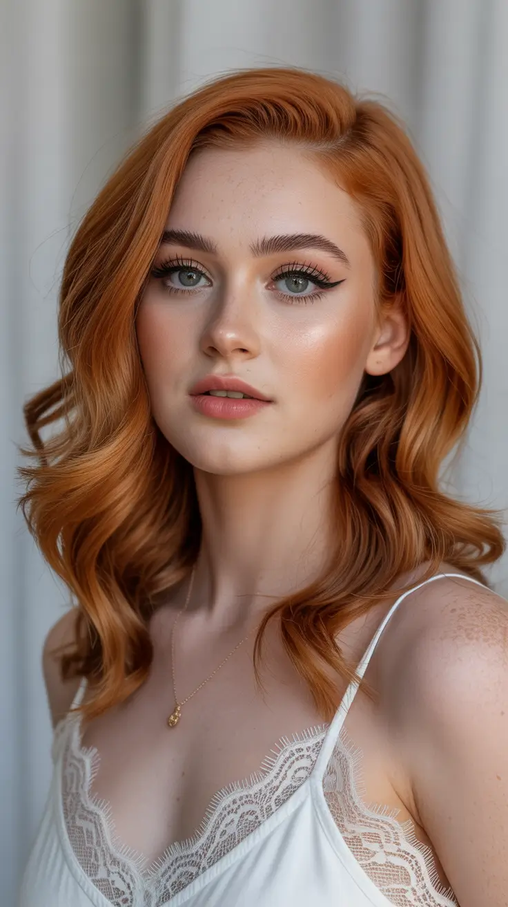 medium length haircut winter color Copper Winter Glow