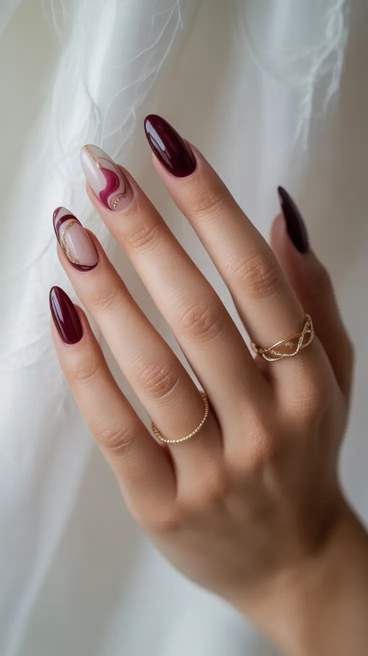 Modern Acrylic Nails Winter 2025–2026 Wine Velvet Waves