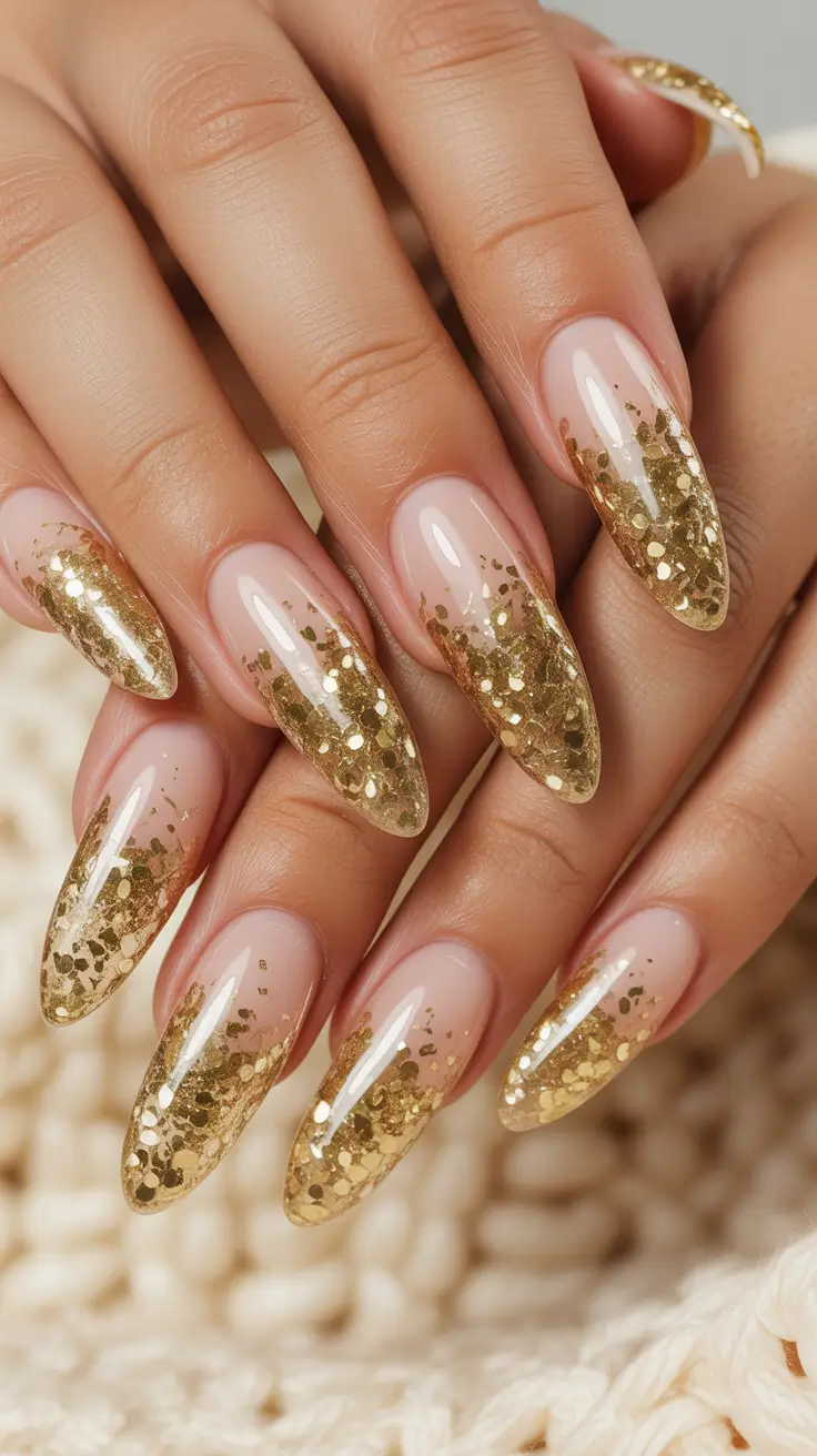 Modern Acrylic Nails Winter 2025–2026 Golden Gala