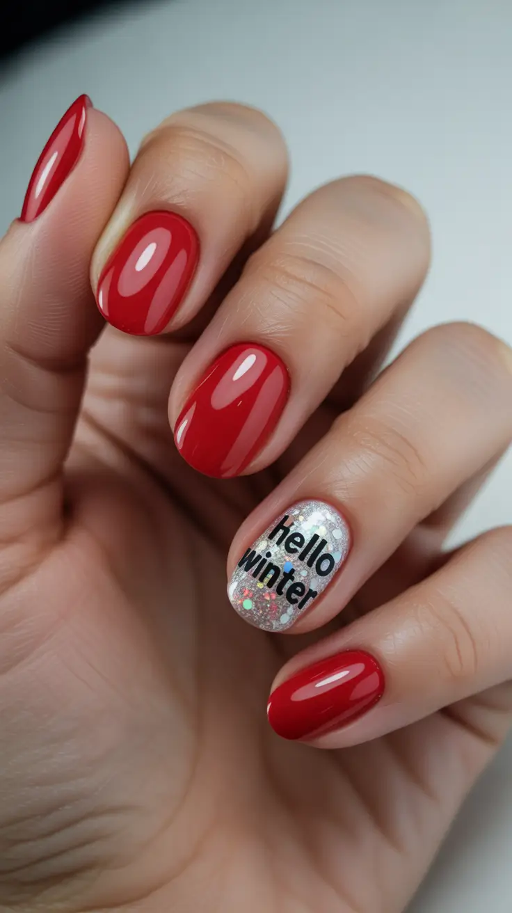 Modern Acrylic Nails Winter 2025–2026 Hello Winter Red