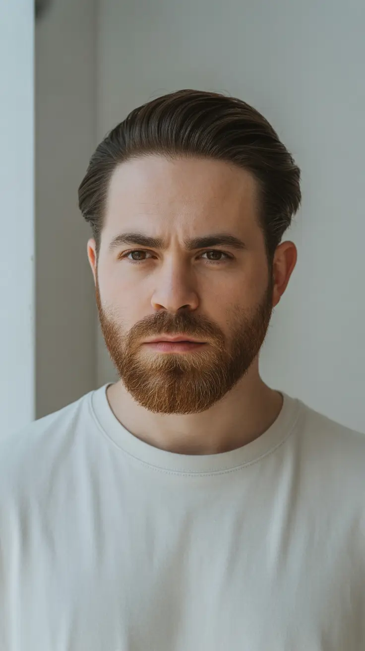 short winter haircuts men Slick-Back with Strong Beard Definition