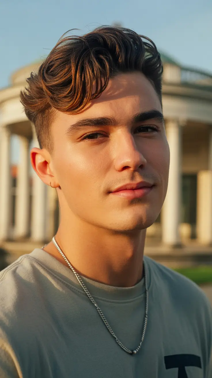 short winter haircuts men Modern Fade with Wavy Top