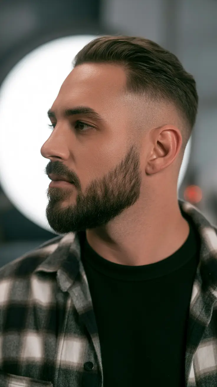 short winter haircuts men Structured Fade with Defined Beard