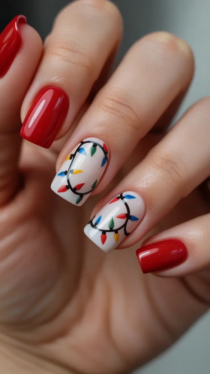 short-winter-nails-2025-holiday-lights