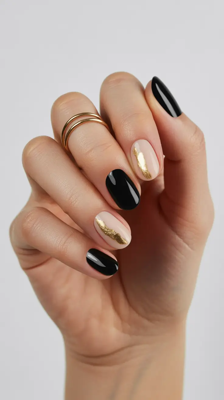 short-winter-nails-2025-black-and-gold