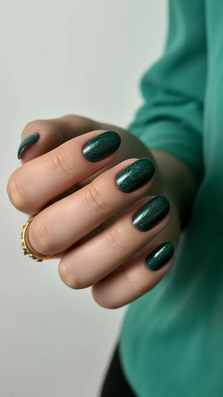 short-winter-nails-2025-emerald-velvet