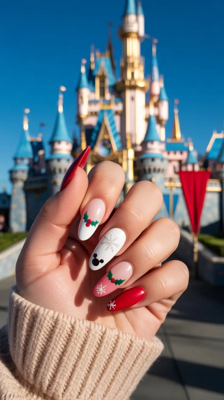 red winter nails 2026 Holiday Magic at the Castle