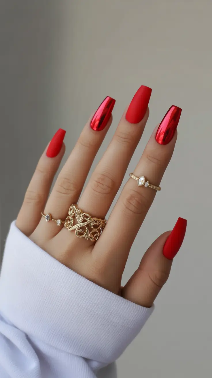 red winter nails 2026 Mirror Shine Perfection