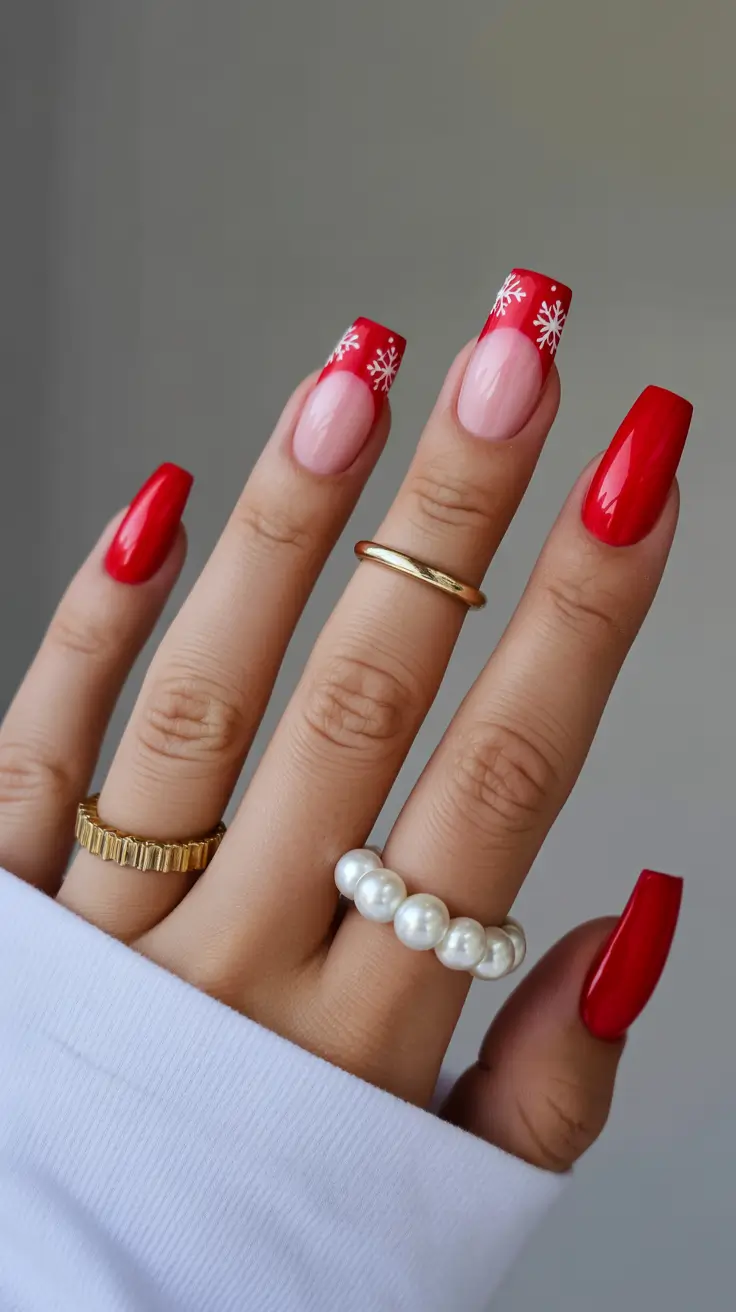 red winter nails 2026 French Frost