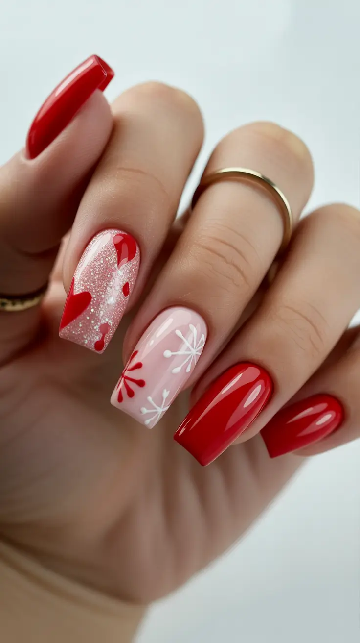 red winter nails 2026 Festive Spark Pop
