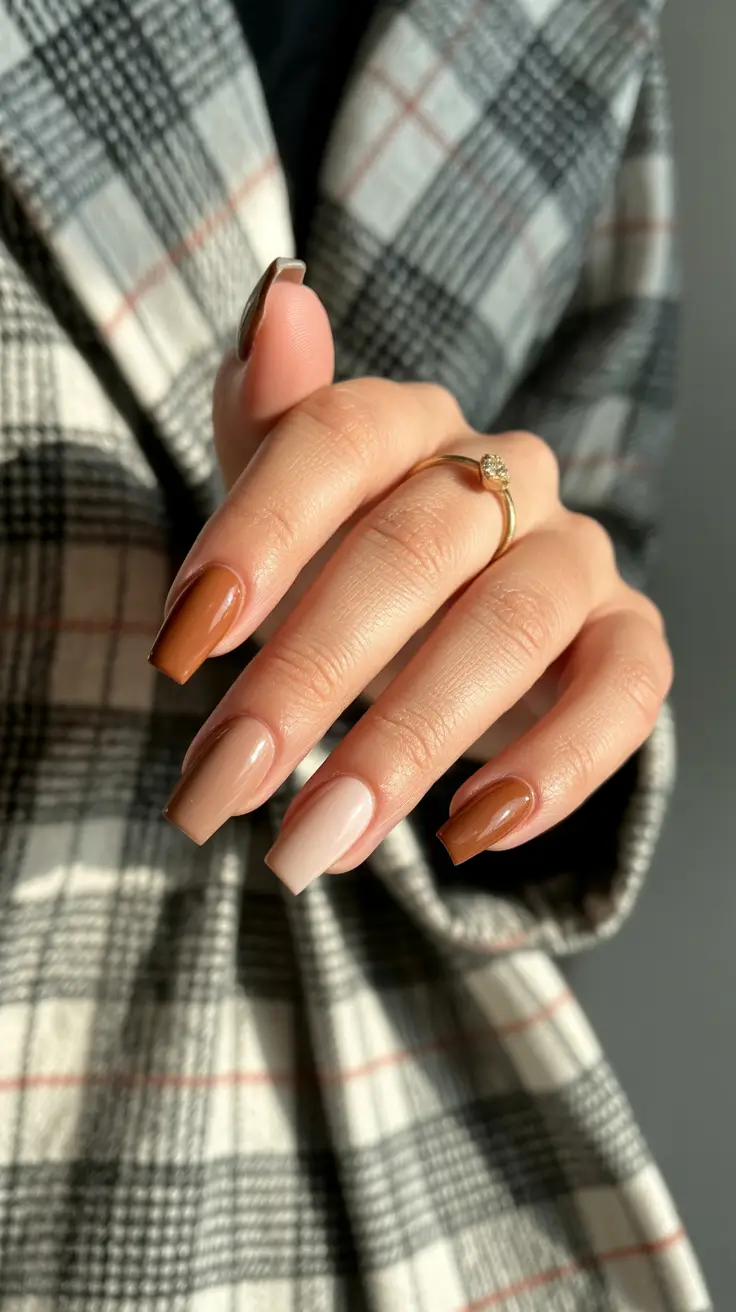 simple winter nails 2026 square Caramel Cream Elegance