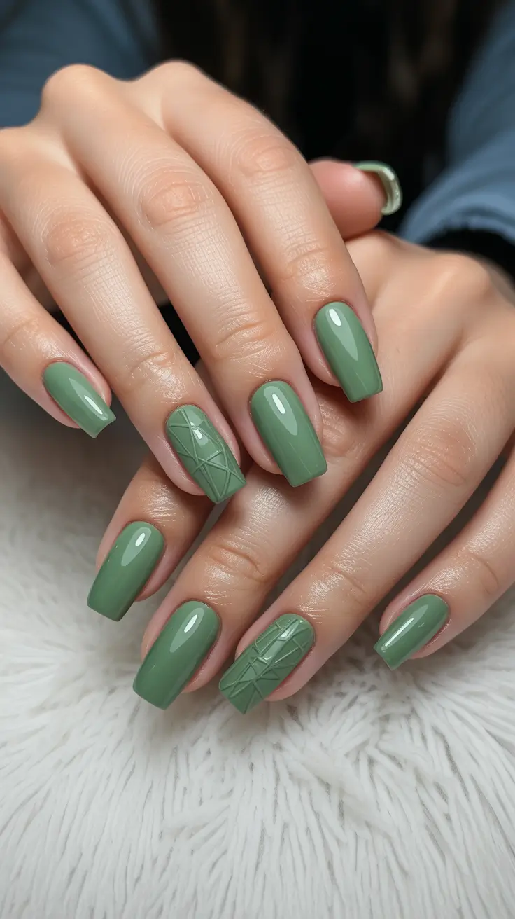 simple winter nails 2026 square Moss Knit Texture