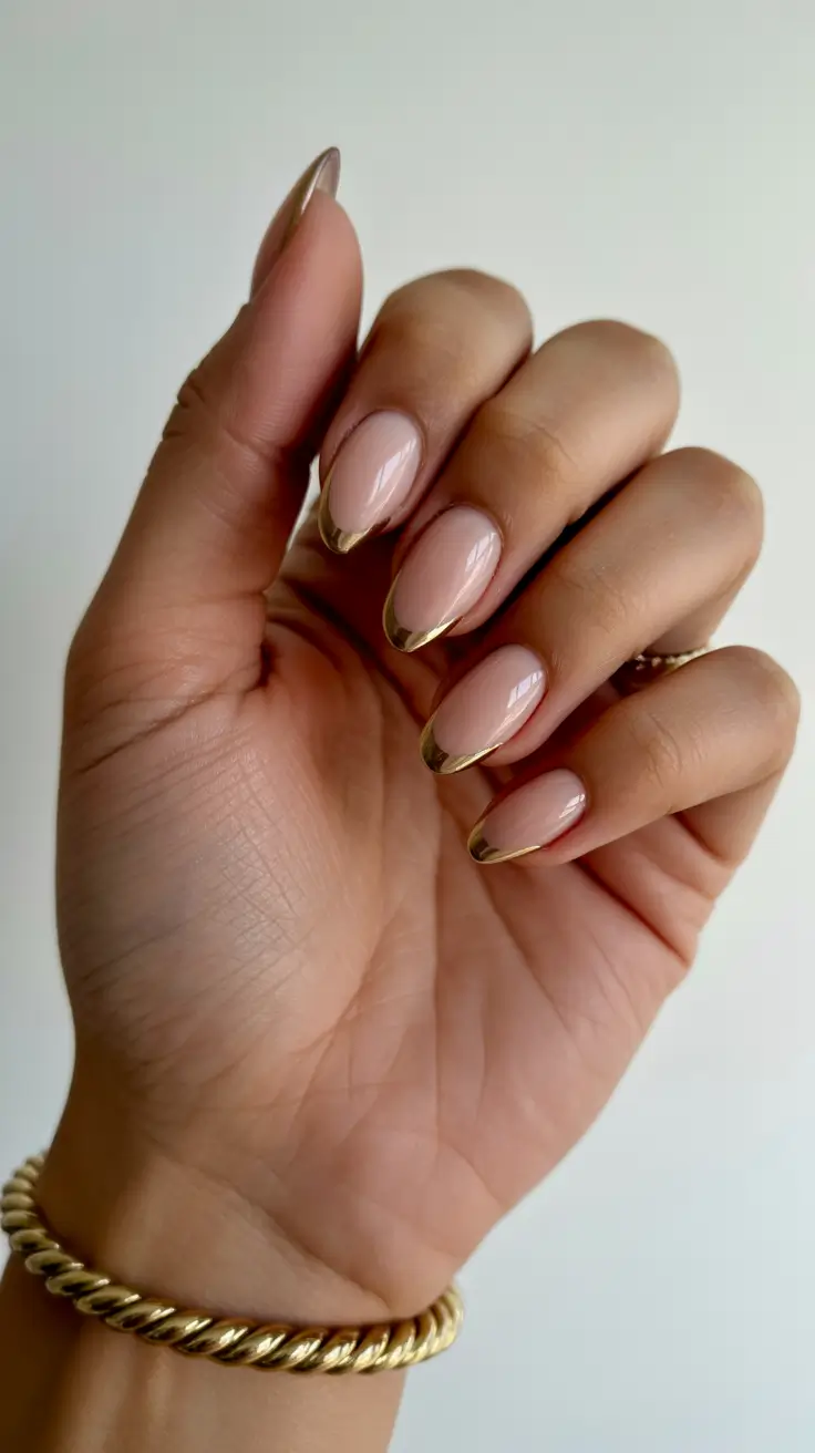 simple winter nails almond Golden Nude Precision