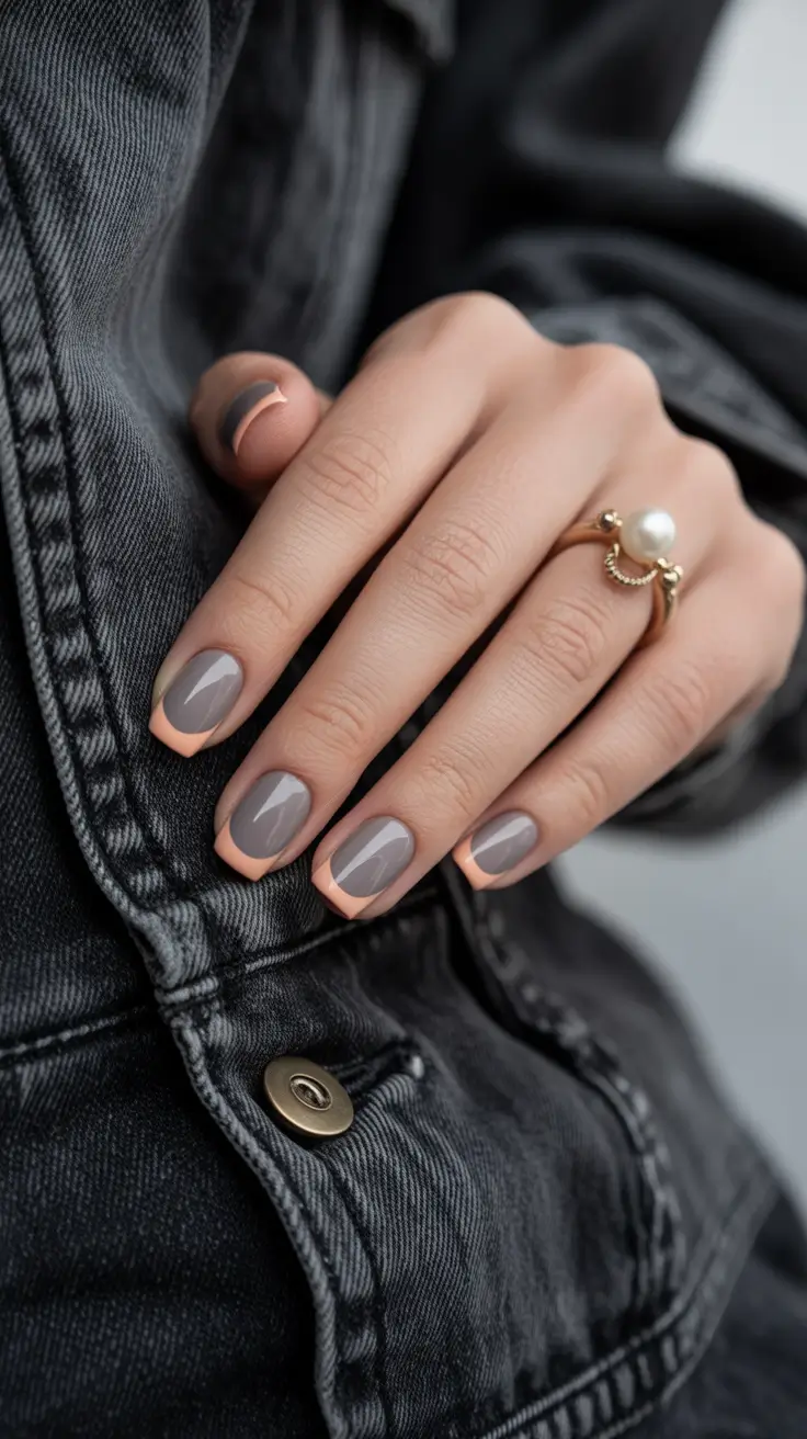 simple winter nails short Soft Taupe French