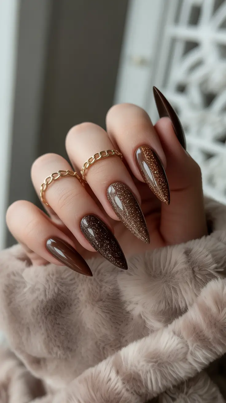 simple winter nails 2025 2026 Frosted Cocoa Glow