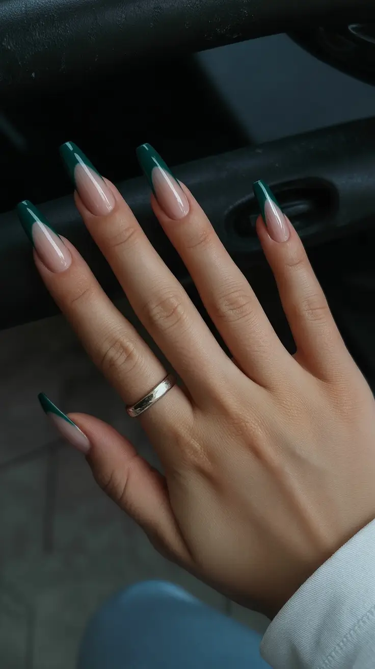simple winter nails 2026 almond Emerald French Drama