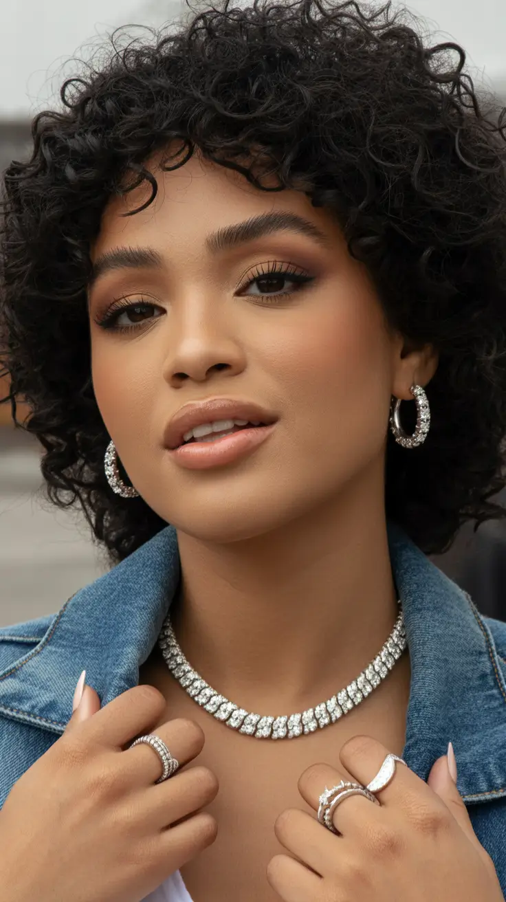 winter hair colors for black women Midnight Curls with Subtle Shine