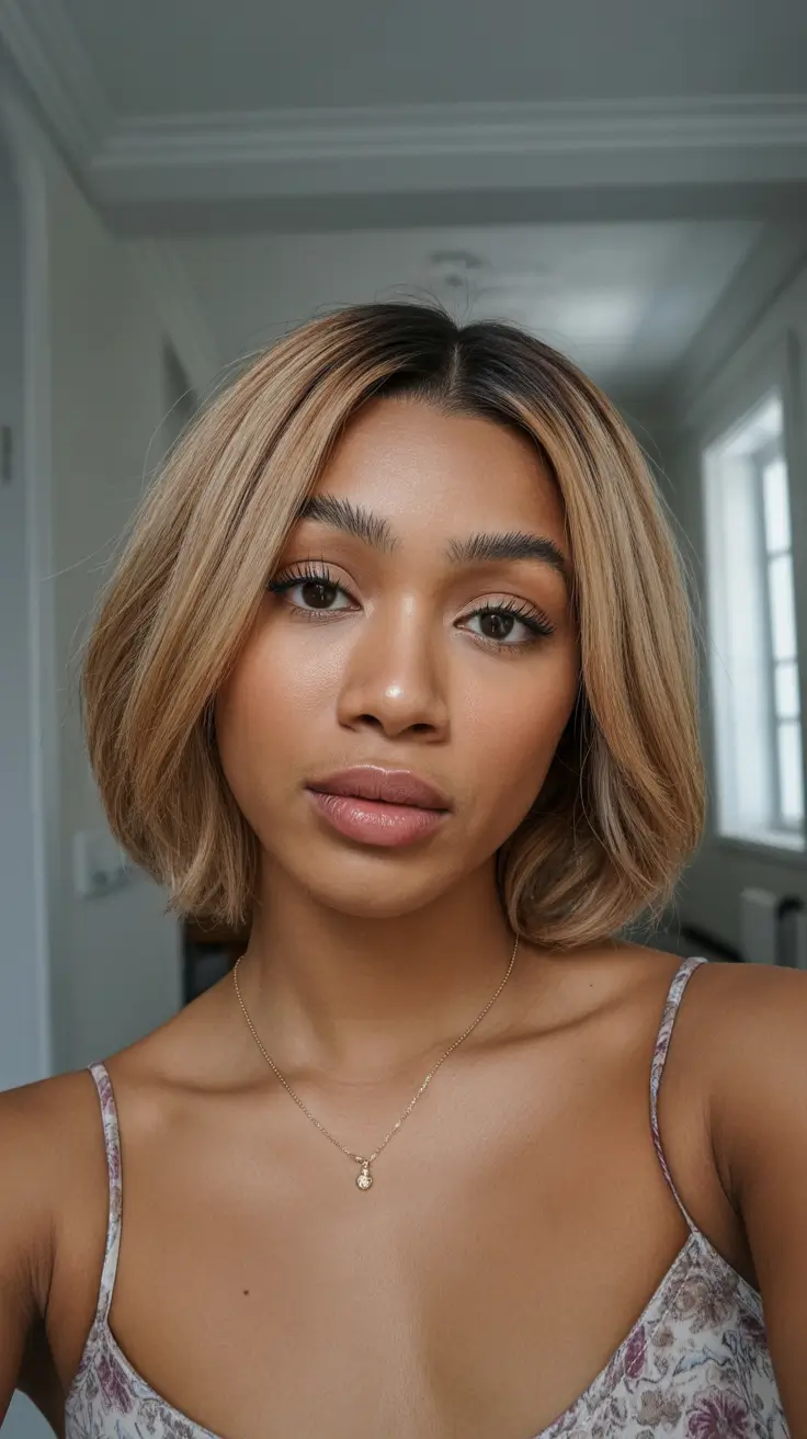 winter hair colors for black women short Buttercream Short Bob