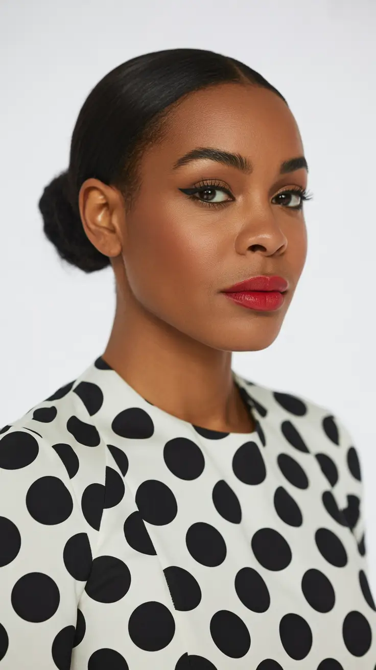 black women winter hair colors Polished Ebony Bun