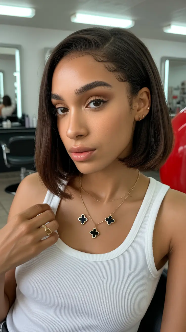 winter hair colors for dark skin black women Chestnut Shine Bob