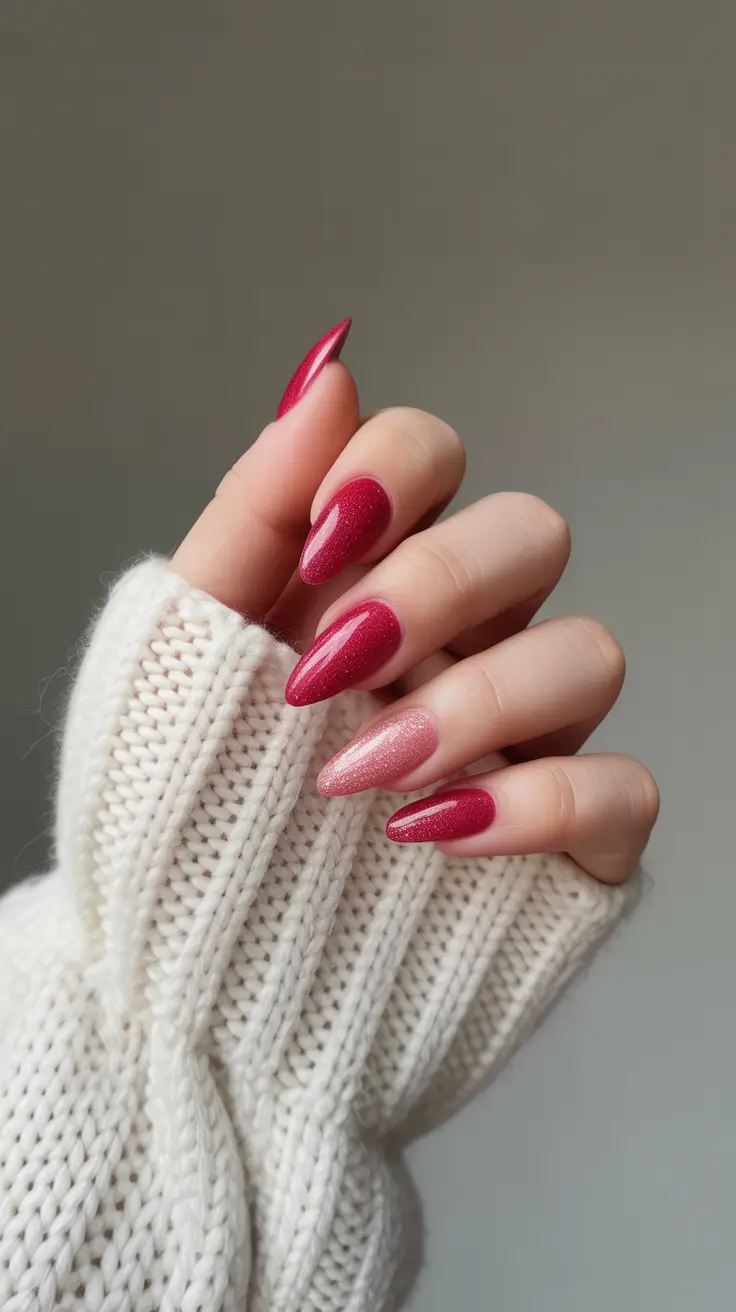 Trendy Pink Winter Nails 2025–2026 Crimson Velvet Glow