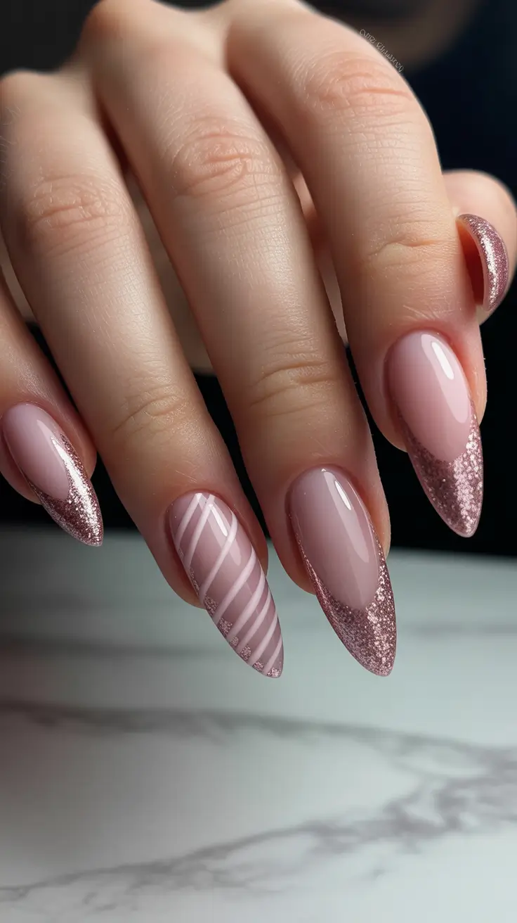 Trendy Pink Winter Nails 2025–2026 Frosted Candy Lines