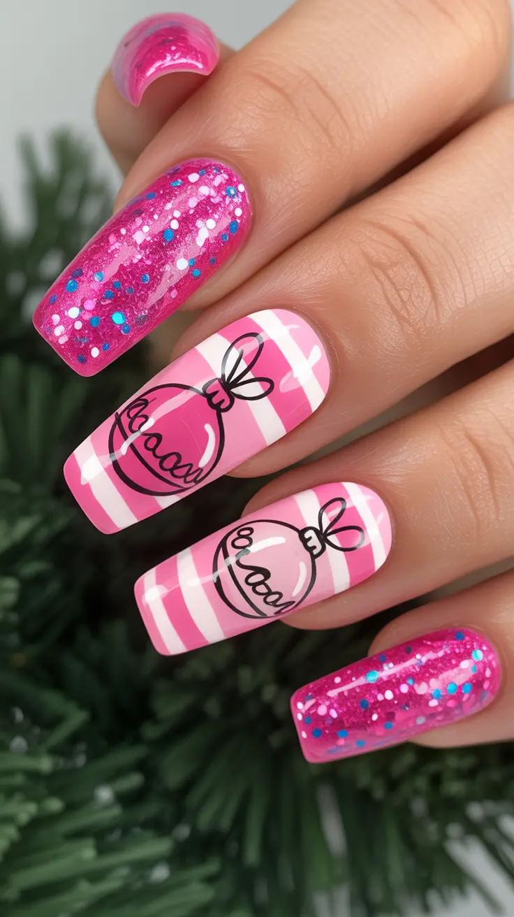 Trendy Pink Winter Nails 2025–2026 Playful Holiday Pop