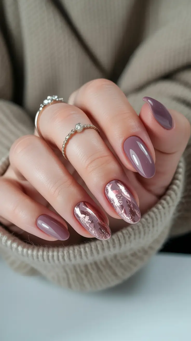 Trendy Pink Winter Nails 2025–2026 Mauve Metallic Mirage