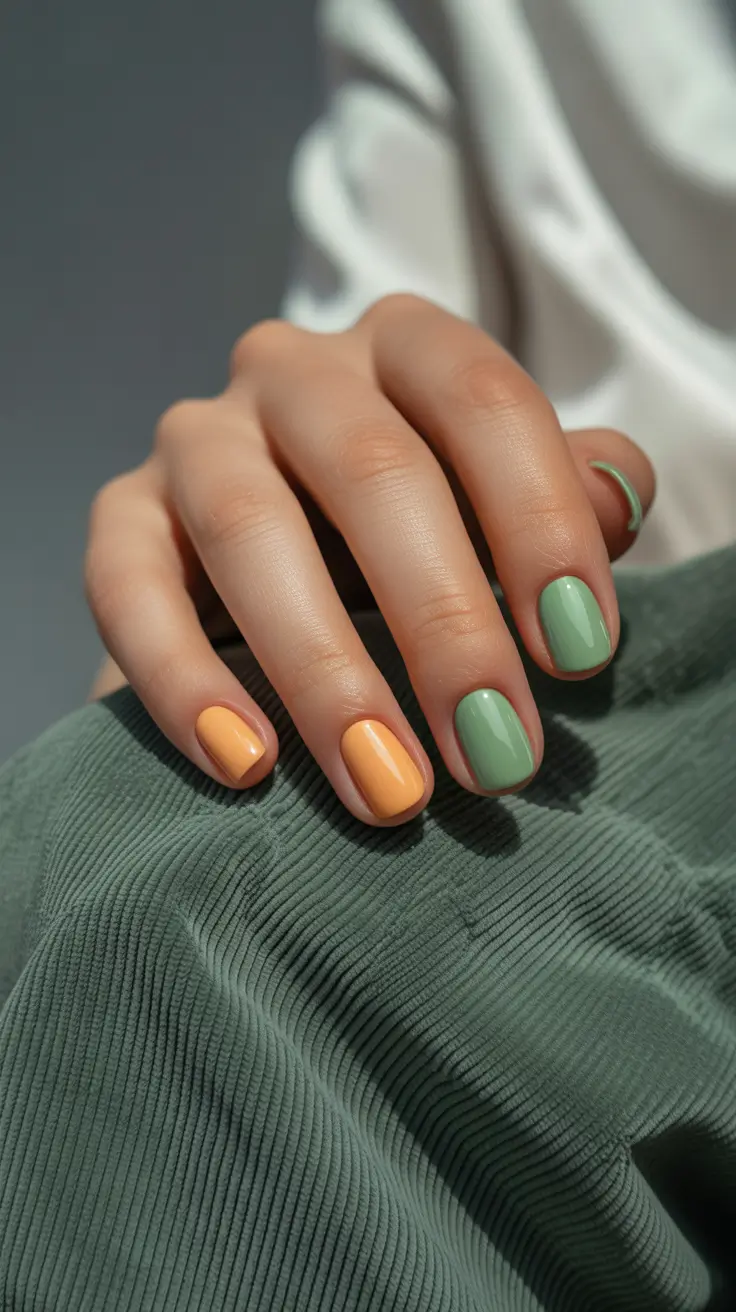 trendy winter nail colors 2025 2026 Sage and Honey Harmony