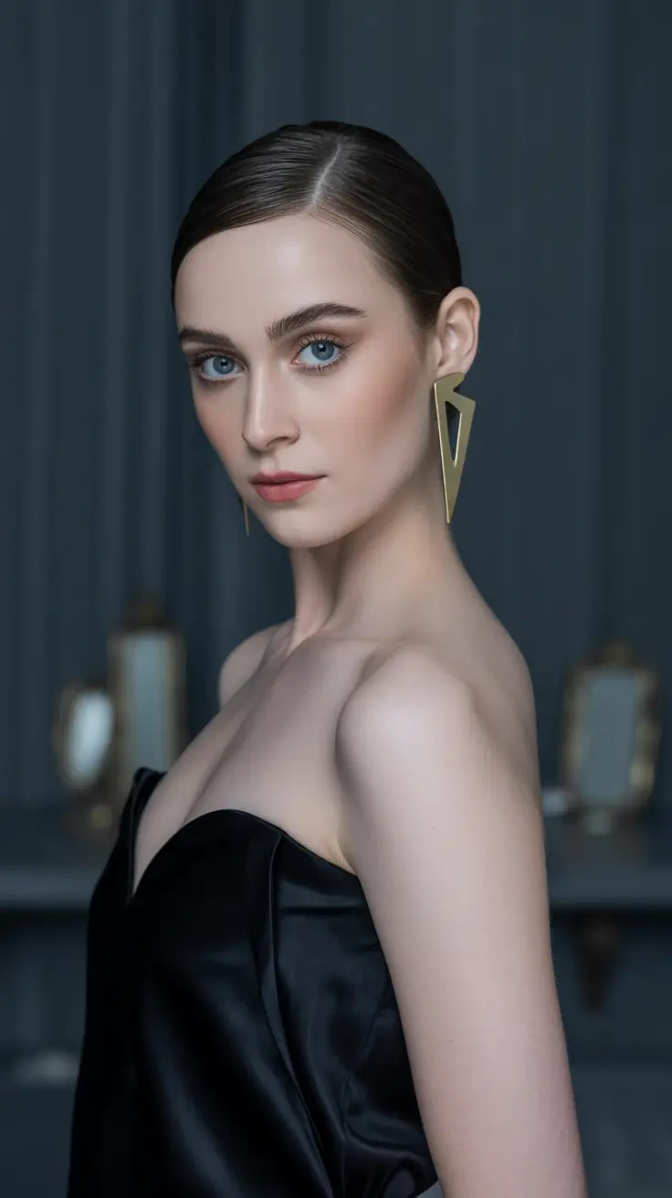 winter formal hairstyles 2025-2026 Polished Sleek Bun With Deep Side Part