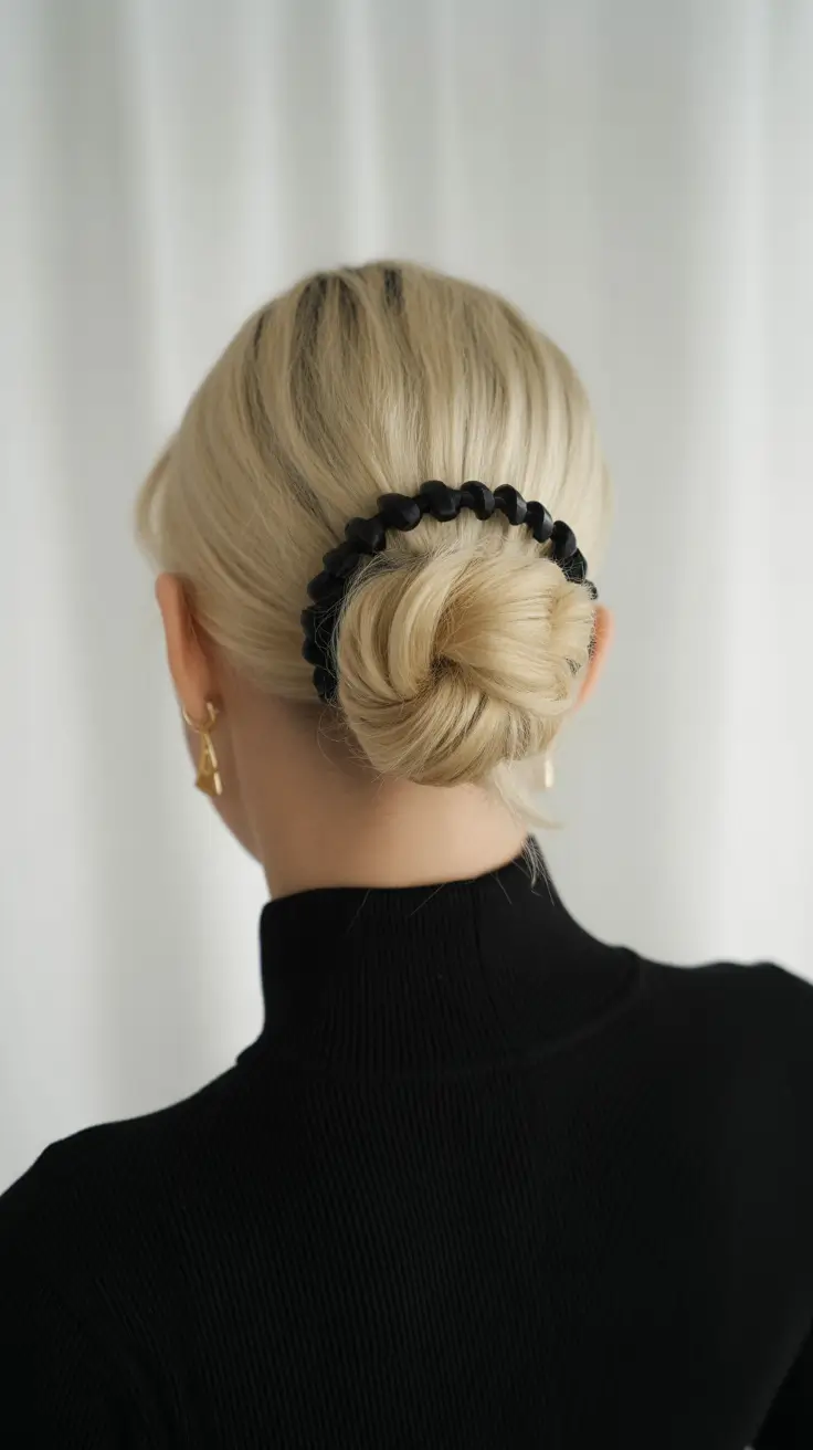winter formal hairstyles 2025-2026 Blonde Twisted Bun With Hair Accessory