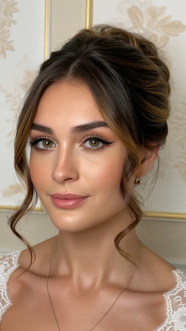 winter formal hairstyles 2025-2026 Textured Updo With Face-Framing Curls