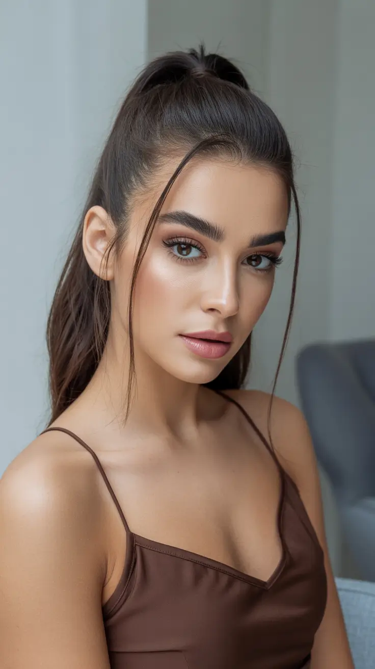 winter formal hairstyles 2025-2026 High Ponytail With Loose Strands