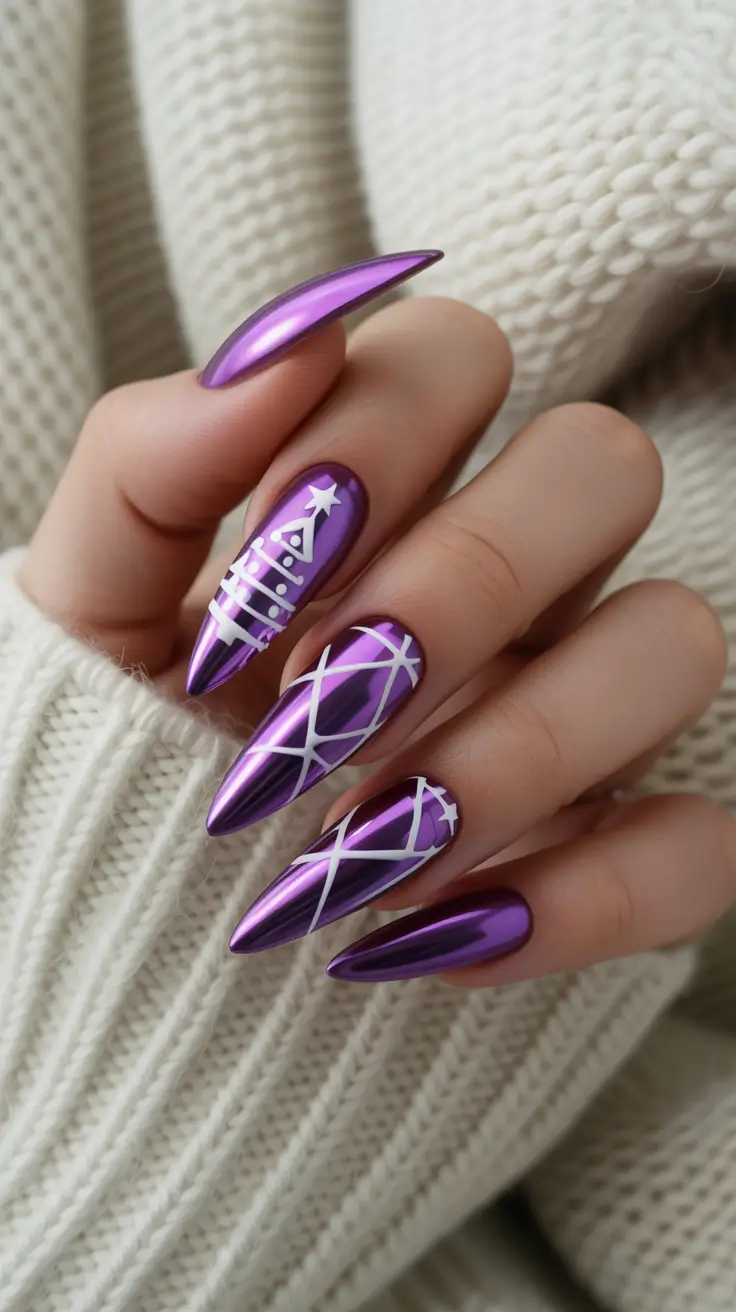 Winter Gel Nails 2025-2026 Metallic Violet Glam
