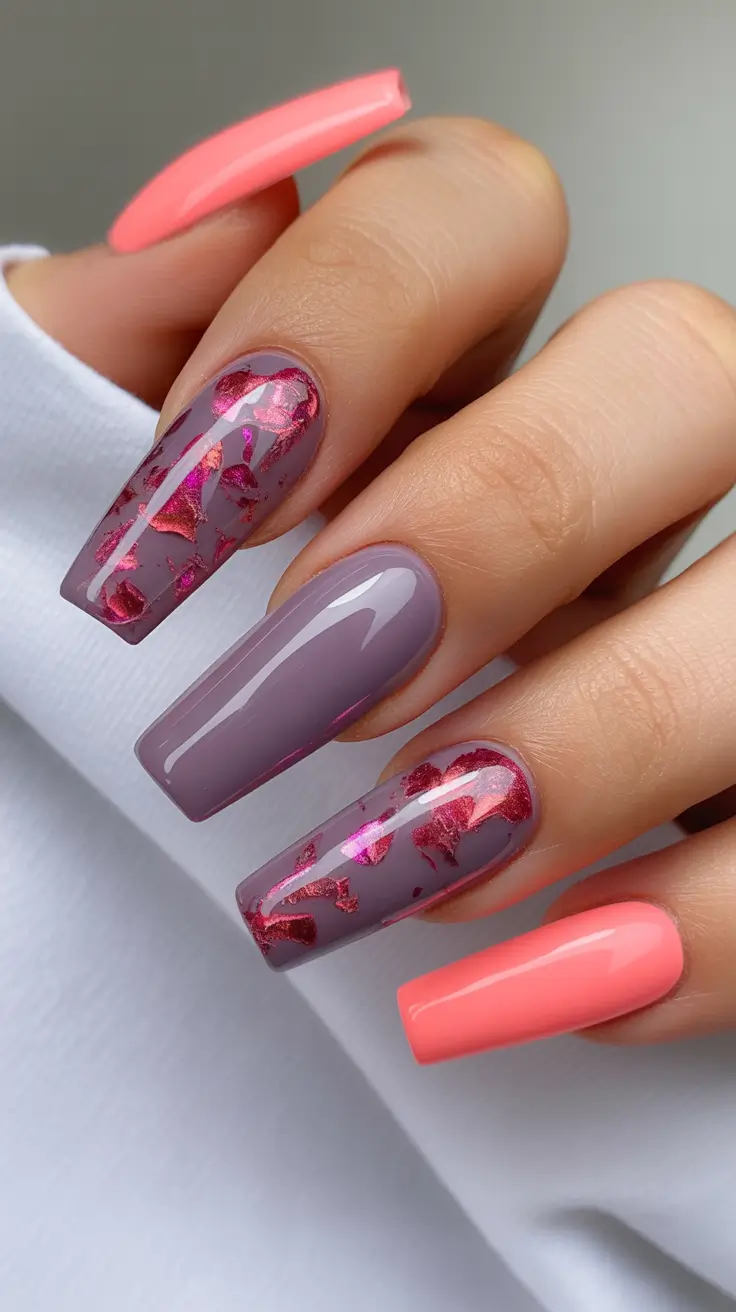 Winter Gel Nails 2025-2026 Dusty Mauve Coral Elegance