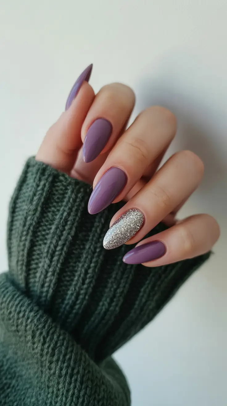 Winter Gel Nails 2025-2026 Lavender Mist Silver Accent