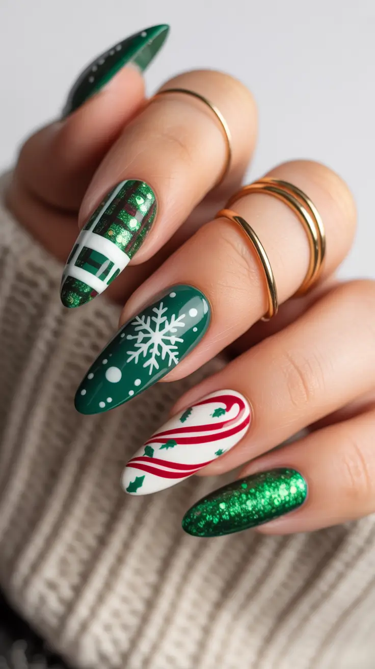 Winter Gel Nails 2025-2026 Festive Forest Charm