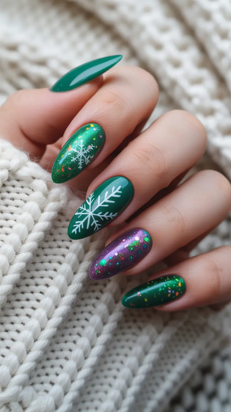Winter Gel Nails 2025-2026 Emerald Enchantment with a Twist