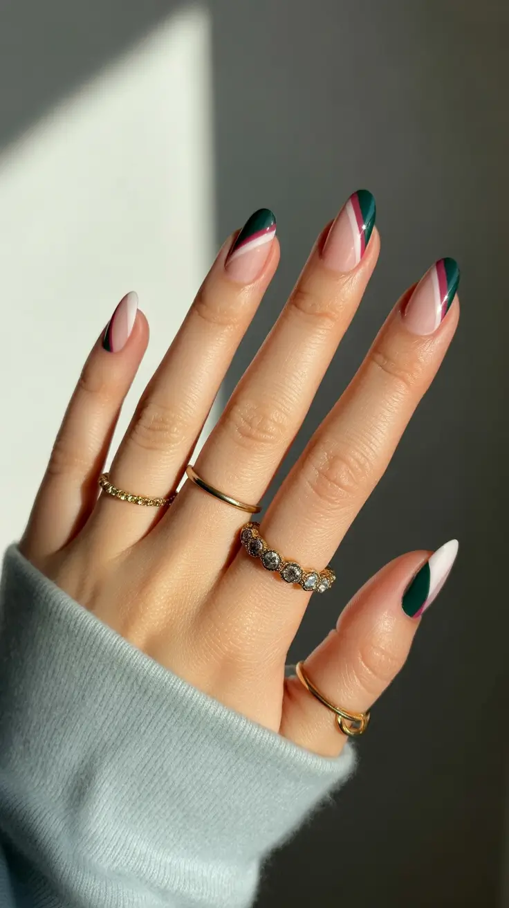 Winter Gel Nails 2025-2026 Geometric French Deep Tones