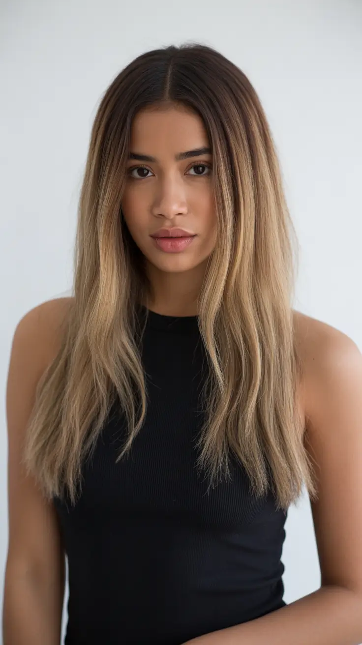 winter hair colors dark skin ideas 2025-2026 Golden Bronde Melt