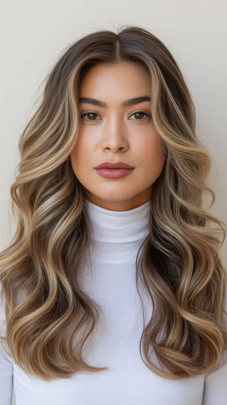 winter hair colors for blondes ideas 2025 2026 Golden Mocha Balayage Waves