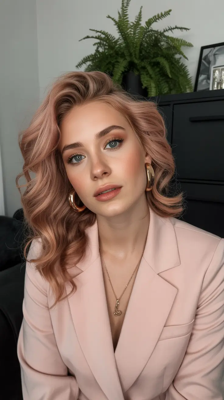 winter hair colors for blondes ideas 2025 2026 Rose-Gold Frost