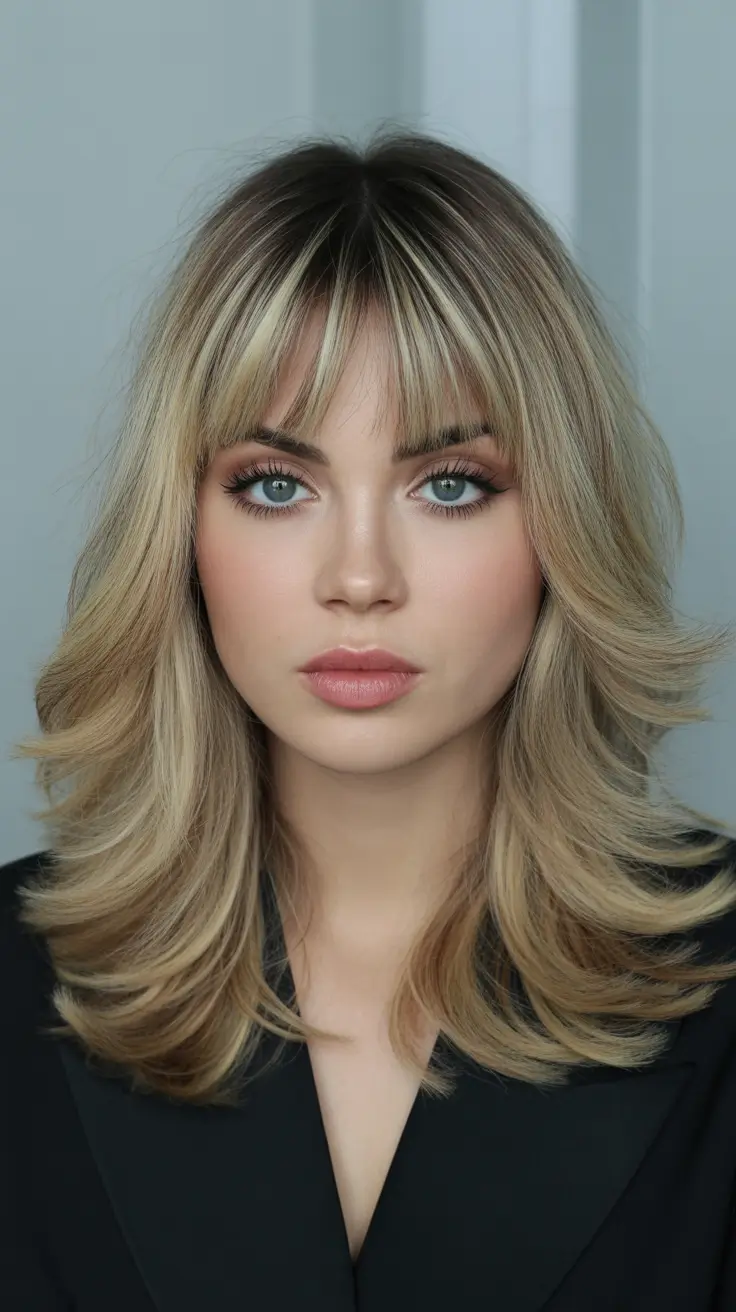 winter hair colors for blondes ideas 2025 2026 Smoky Honey Shag with Fringe