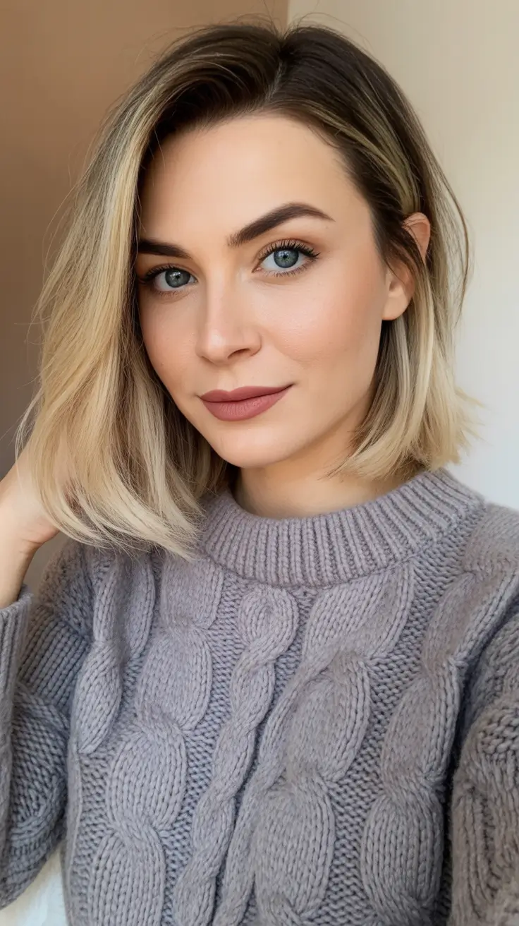 winter hair colors for blondes ideas 2025 2026 Rooted Caramel Ash Bob