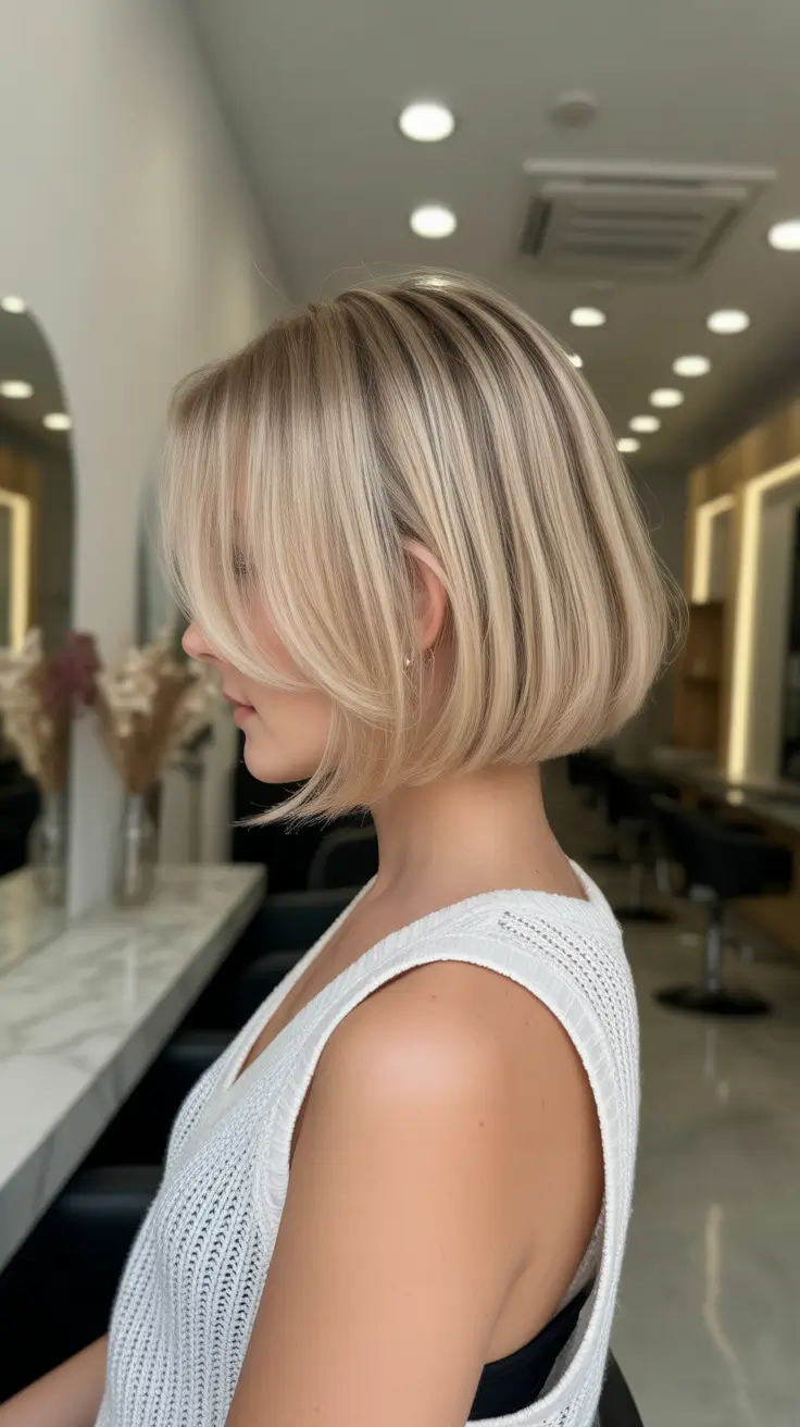winter hair colors for blondes ideas 2025 2026 Buttery Classic Short Bob